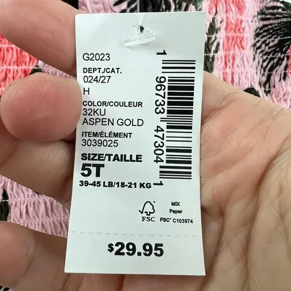 NWT The Children’s Place 5T Pink Aspen Gold Floral Dress Hawaiian Pineapple - Picture 7 of 7